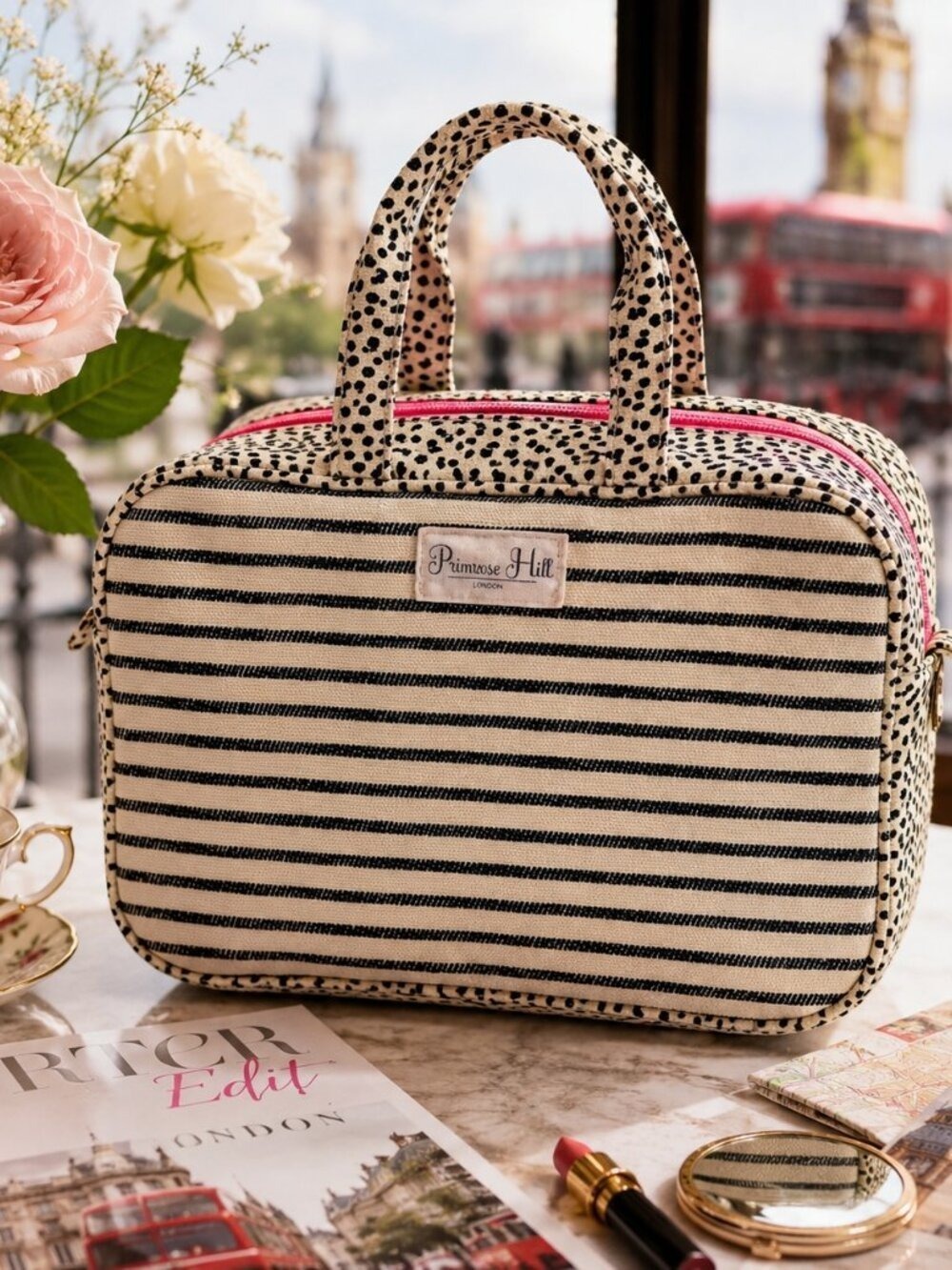 Primrose Hill London Boutique Cosmetic Bag Pink Lined Travel Case